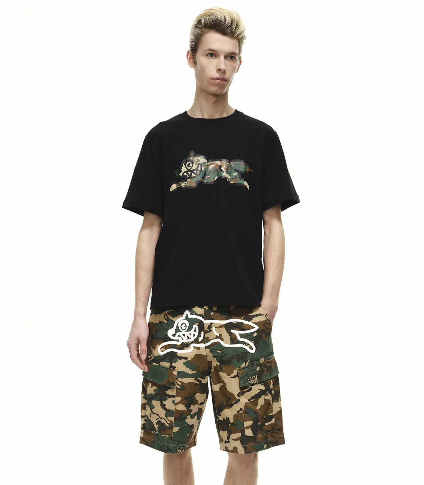 RUNNING DOG WOODLAND CAMO CARGO SHORTS - MULTI - Image 3
