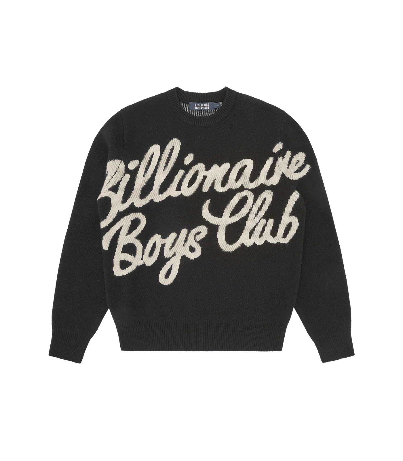 SCRIPT KNITTED CREWNECK - BLACK