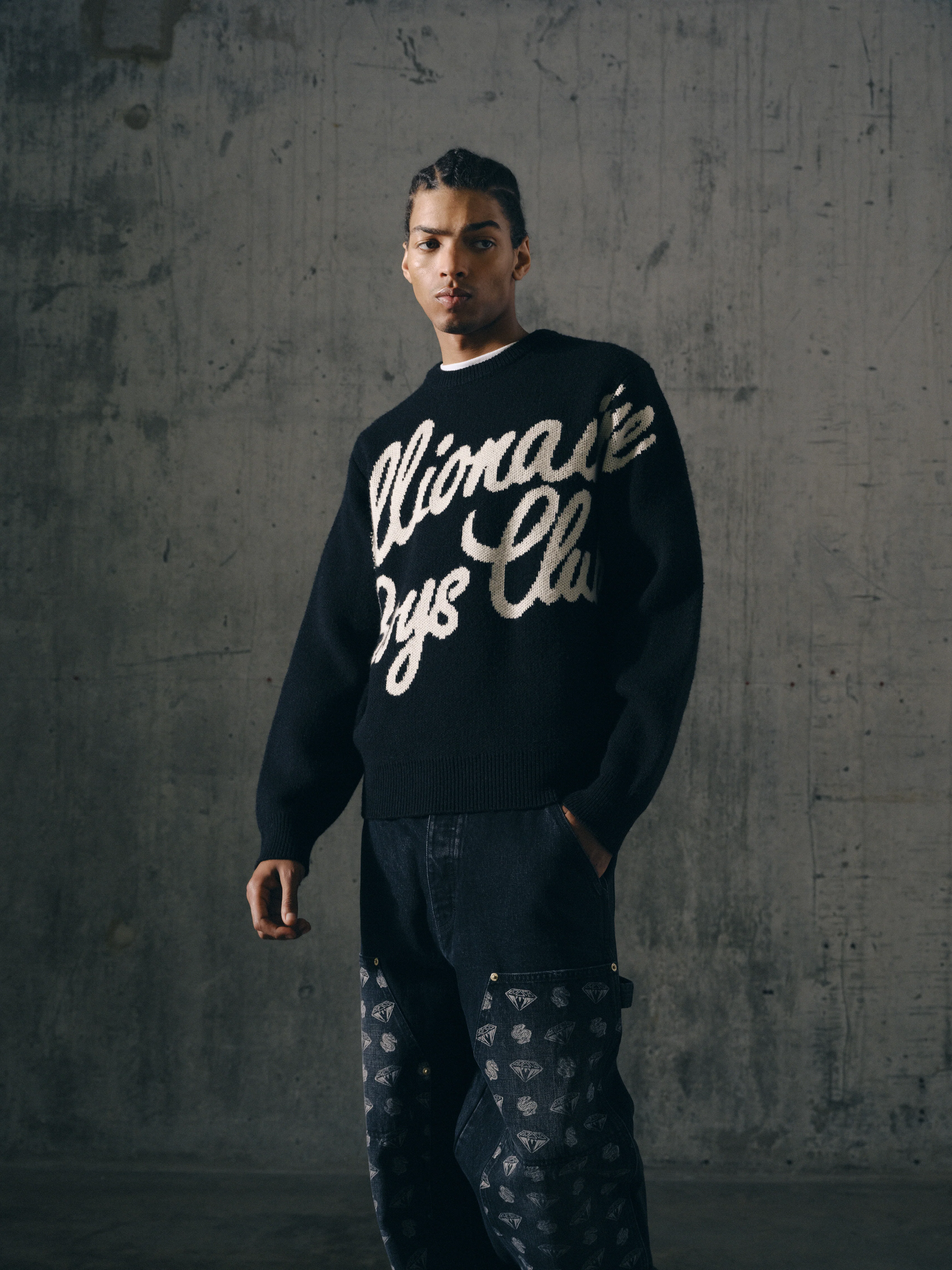 SCRIPT KNITTED CREWNECK - BLACK - Image 3