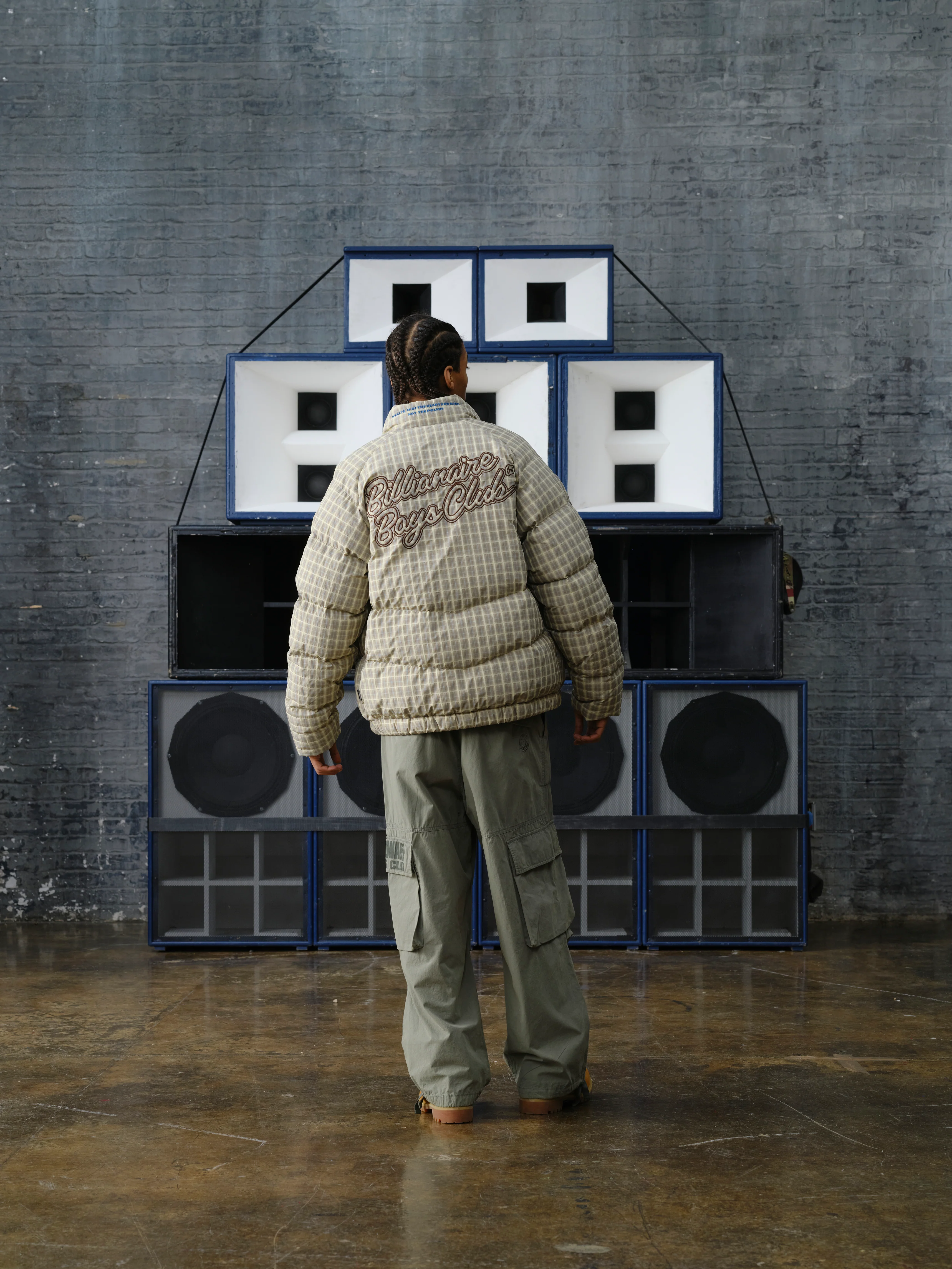 SCRIPT NYLON CHECK PUFFER JACKET - BROWN CHECK - Image 4