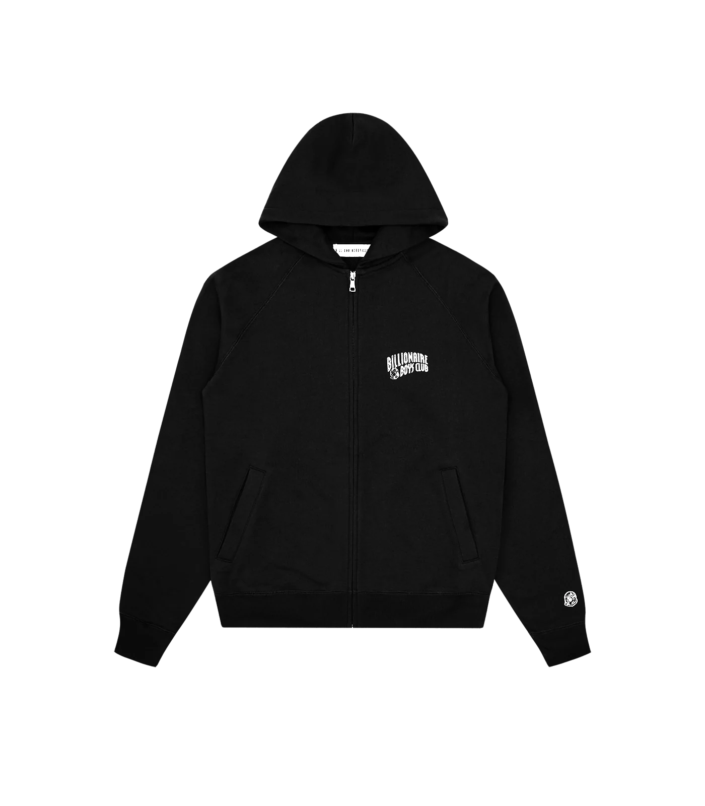 SMALL ARCH LOGO ZIP THROUGH HOOD - BLACK
