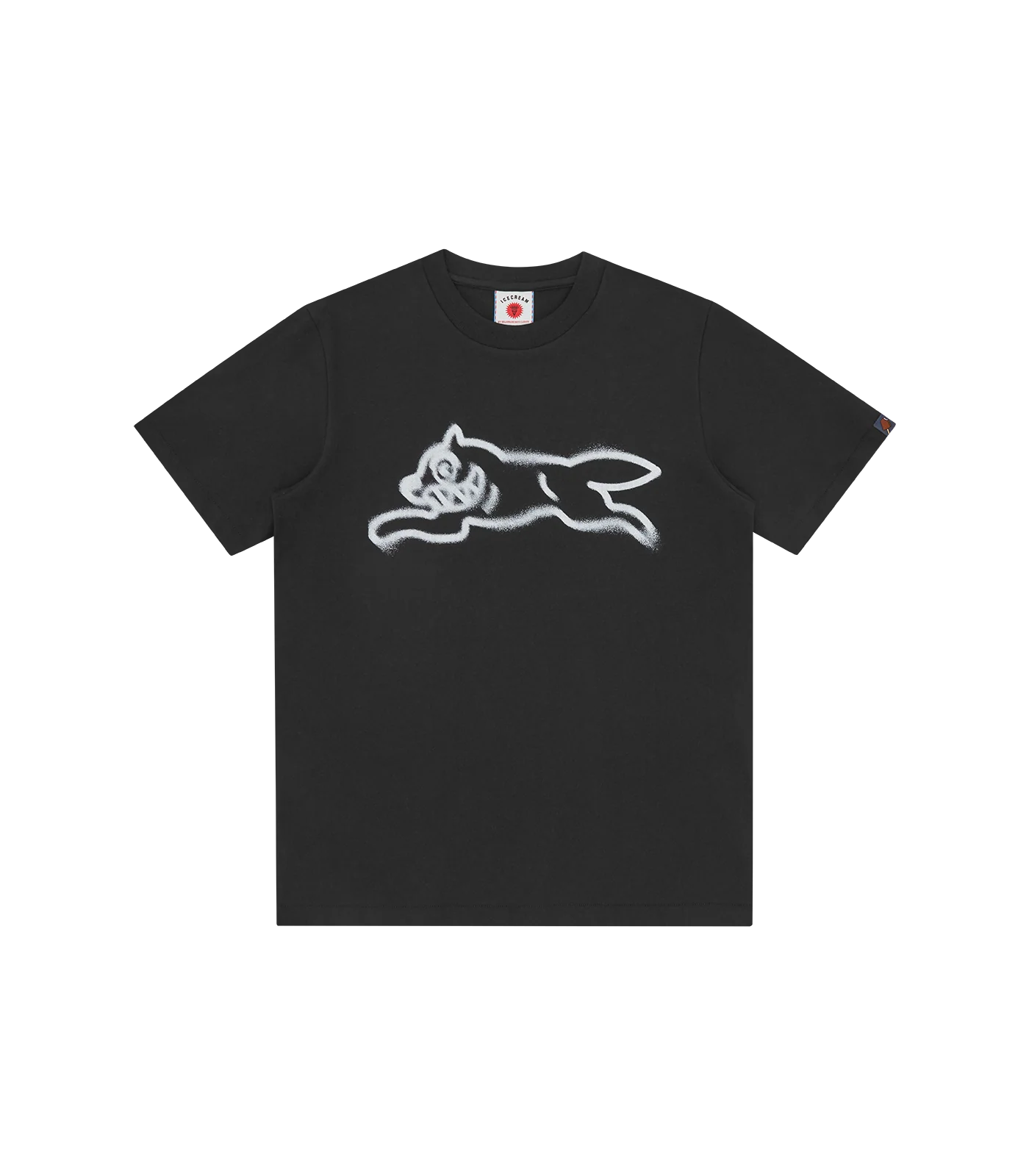 SPRAY PAINT RUNNING DOG T-SHIRT - BLACK