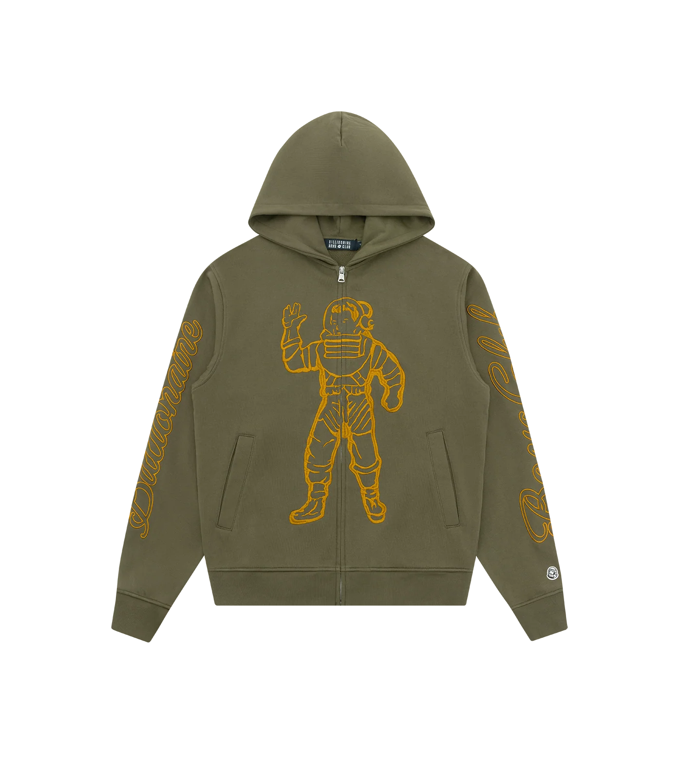 STANDING ASTRO EMBROIDERED ZIP THROUGH HOOD - KHAKI