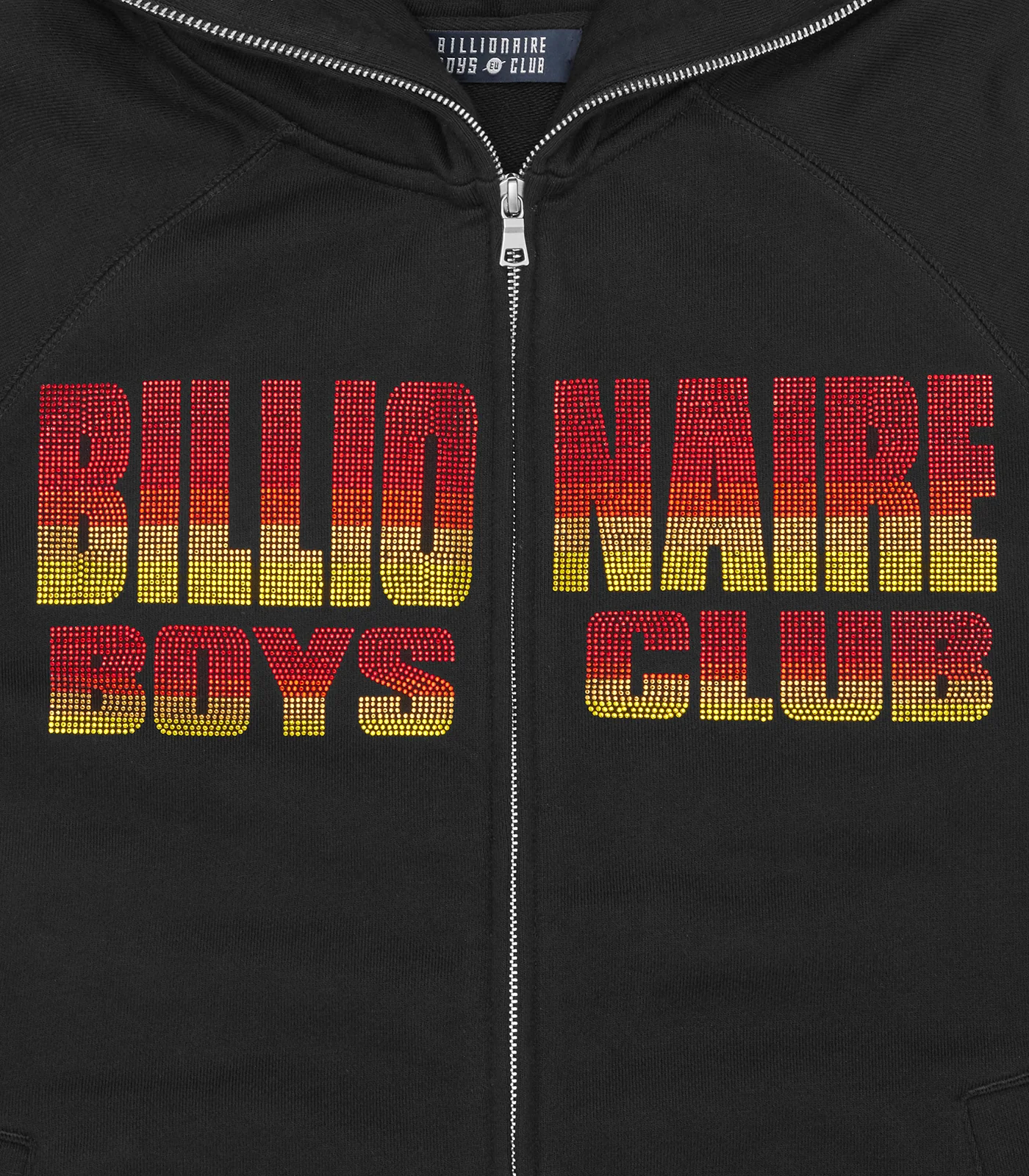 STRAIGHT LOGO GRADIENT DIAMONTE ZIP THROUGH HOOD - BLACK - Image 4