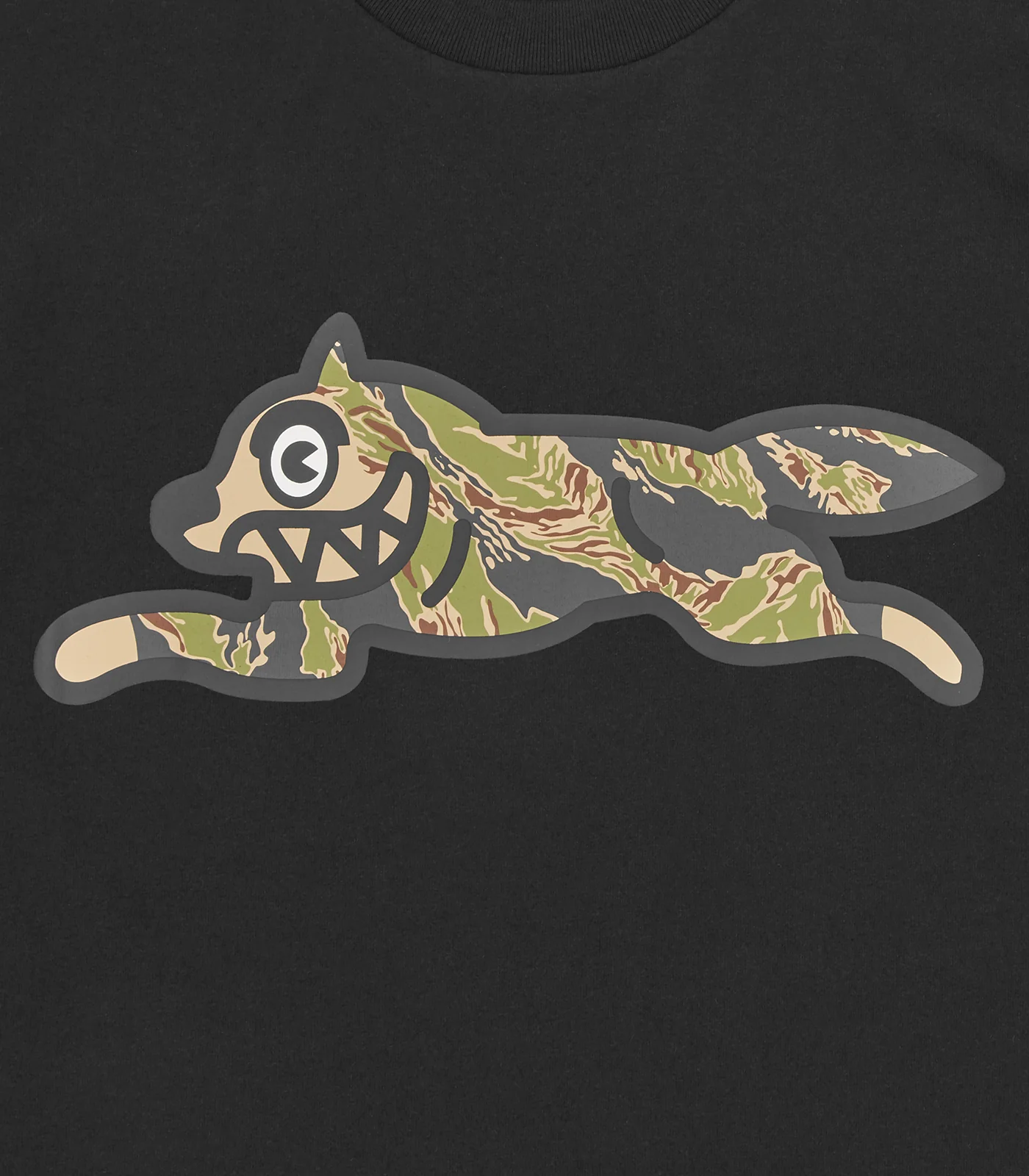 TIGER STRIPE RUNNING DOG T-SHIRT - BLACK - Image 3