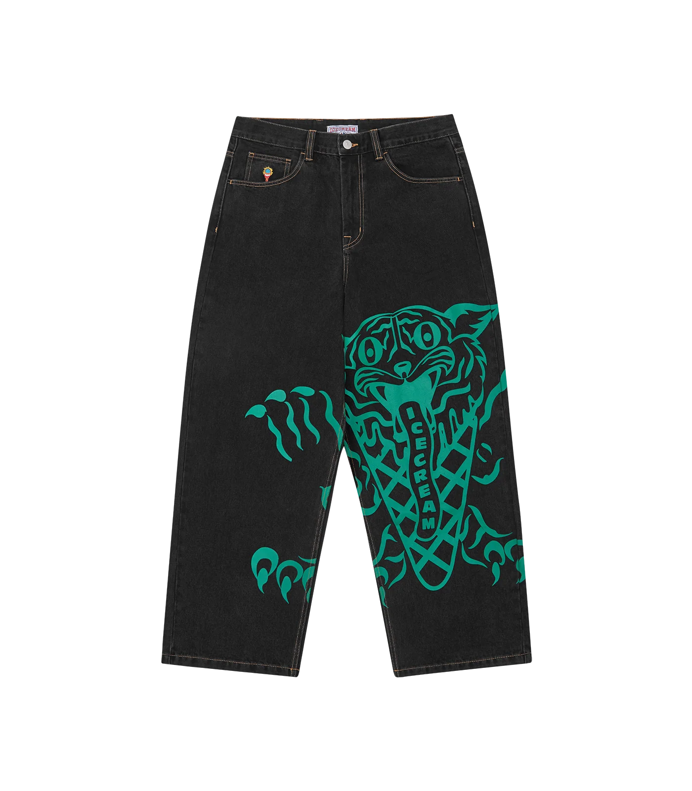 TRIPLE SCOOP DENIM PANTS - BLACK