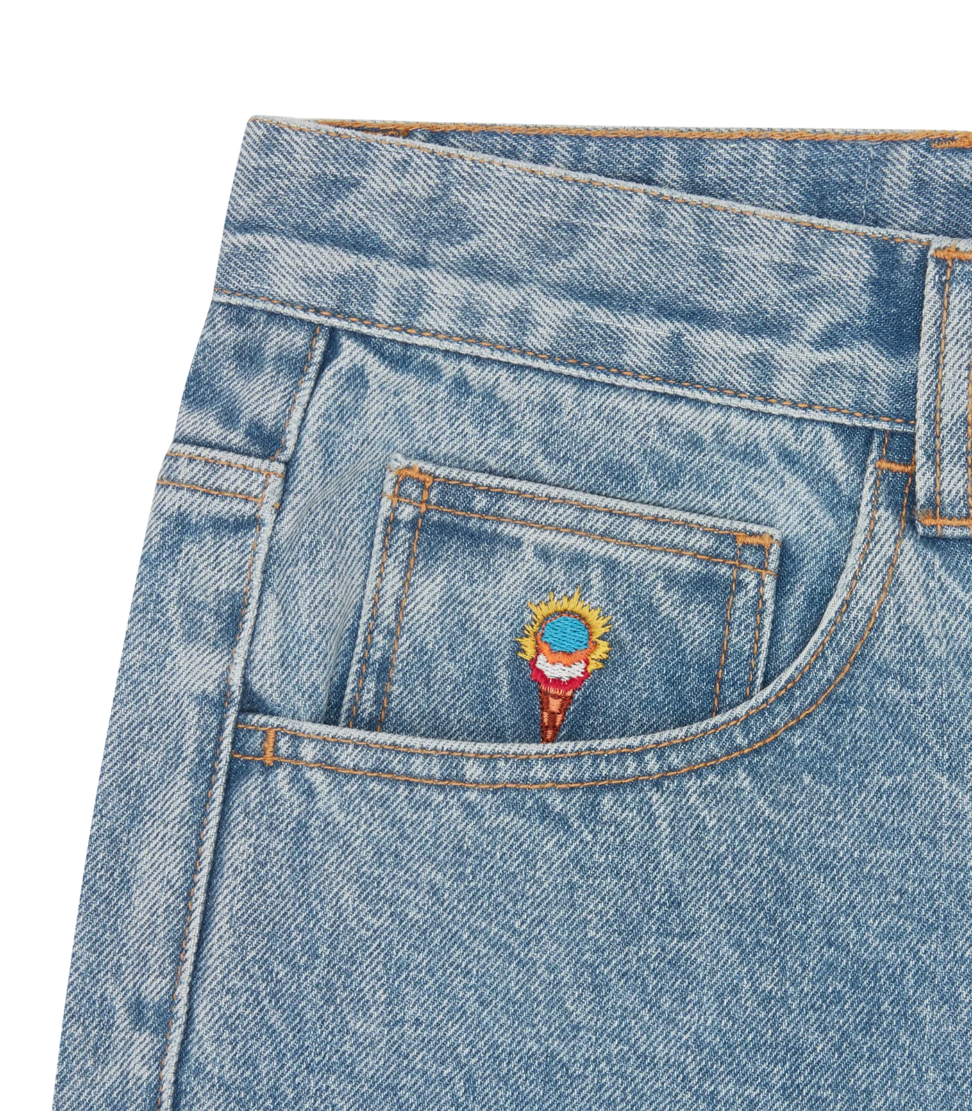 TRIPLE SCOOP DENIM PANTS - HEAVY WASH BLUE - Image 3