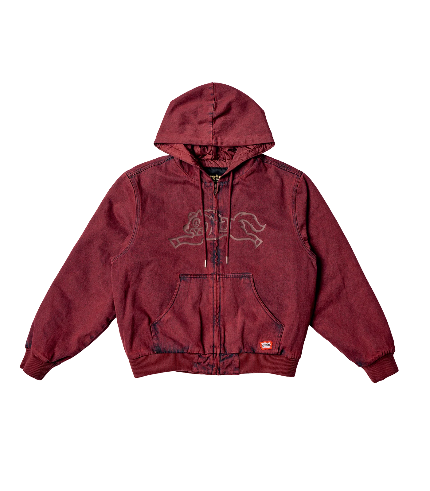 YEAR OF THE HORSE WASHED ZIP THROUGH HOOD - BURGUNDY